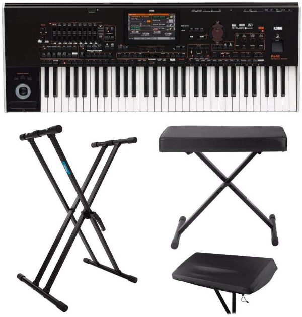 Korg PA4X 61-Key Professional Arranger Keyboard with Knox Bench, Stand and Dust Cover