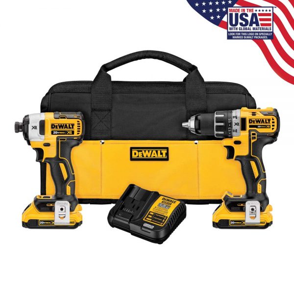 DEWALT DCK283D2 20V MAX XR Compact Cordless Drill/Driver & Impact Driver Combo Kit